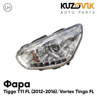 Фара левая Chery Tiggo T11 FL (2012-2016) Vortex Tingo FL (9 контактов) с электрокорректором KUZOVIK